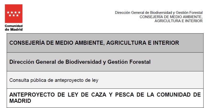 La nueva Ley de caza y pesca de la Comunidad de Madrid no garantizará la conservación de las especies y ecosistemas