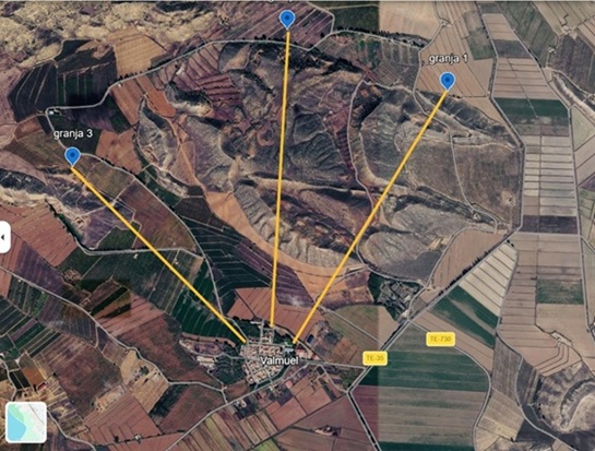 Se tramitan tres macrogranjas en Valmuel, Teruel, que concentrarán el equivalente a 21.600 cerdos de cebo en menos de 2 km²